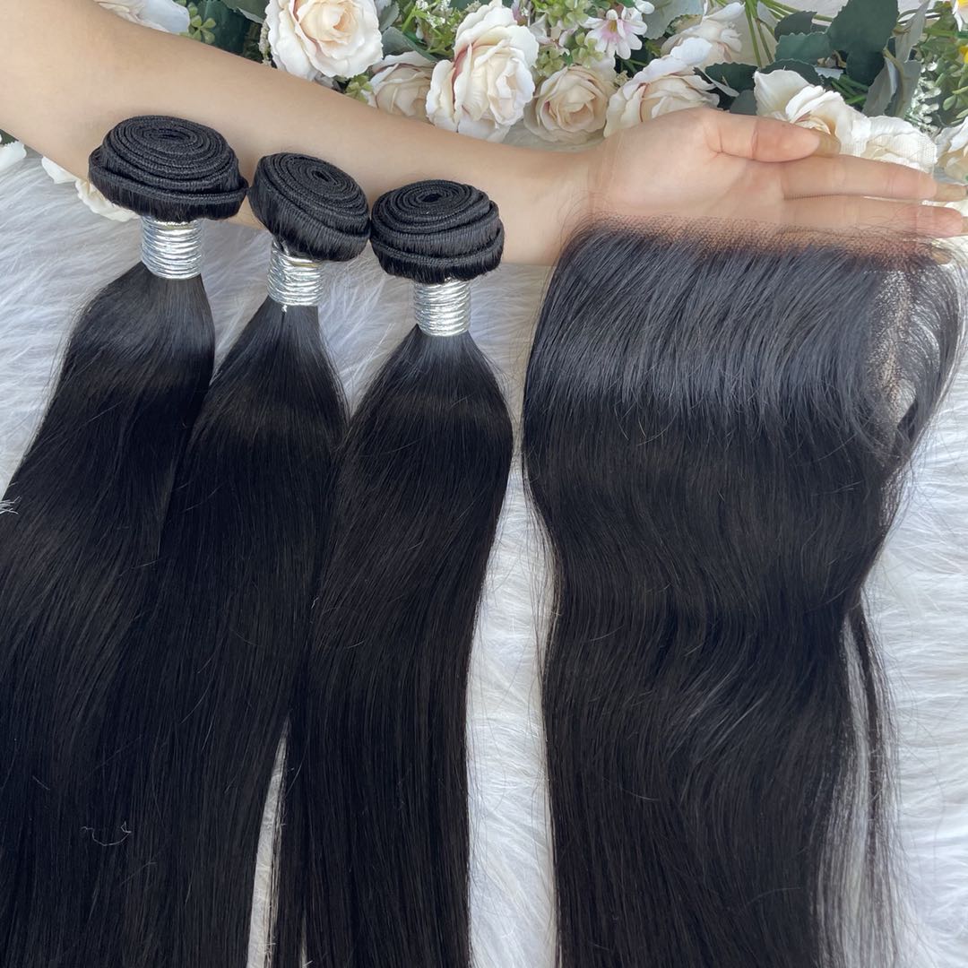 Mindy luxury hair 10A Virgin Hair Straight Bundles with 5x5 HD Closure