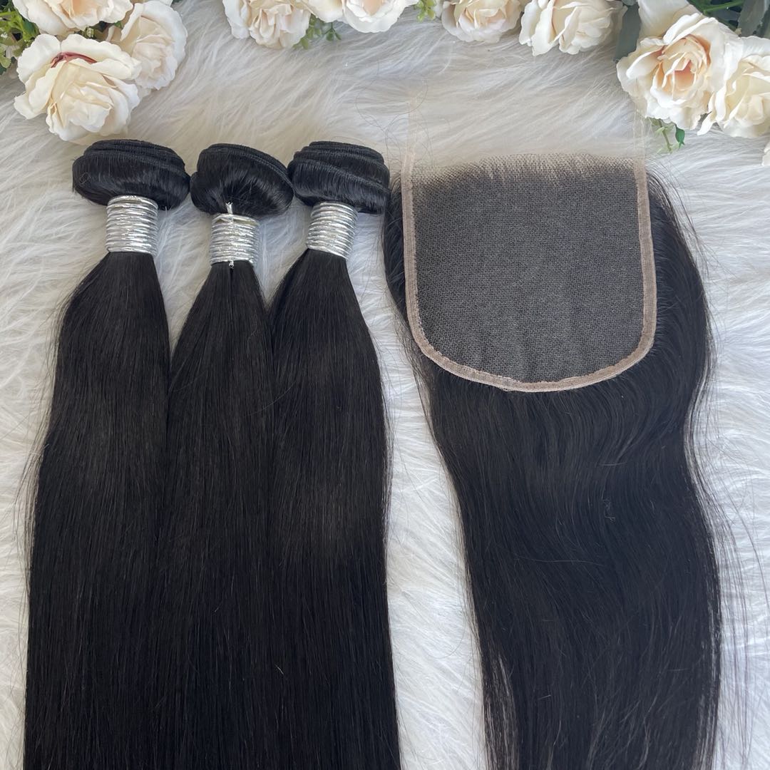 Mindy luxury hair 10A Virgin Hair Straight Bundles with 5x5 HD Closure