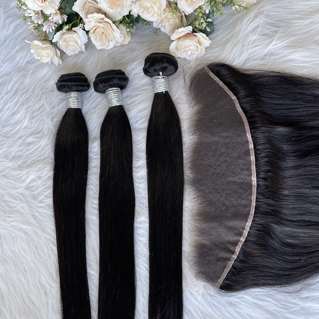 Mindy luxury hair 10A Virgin Hair Straight Bundles with 13x4 HD Frontal