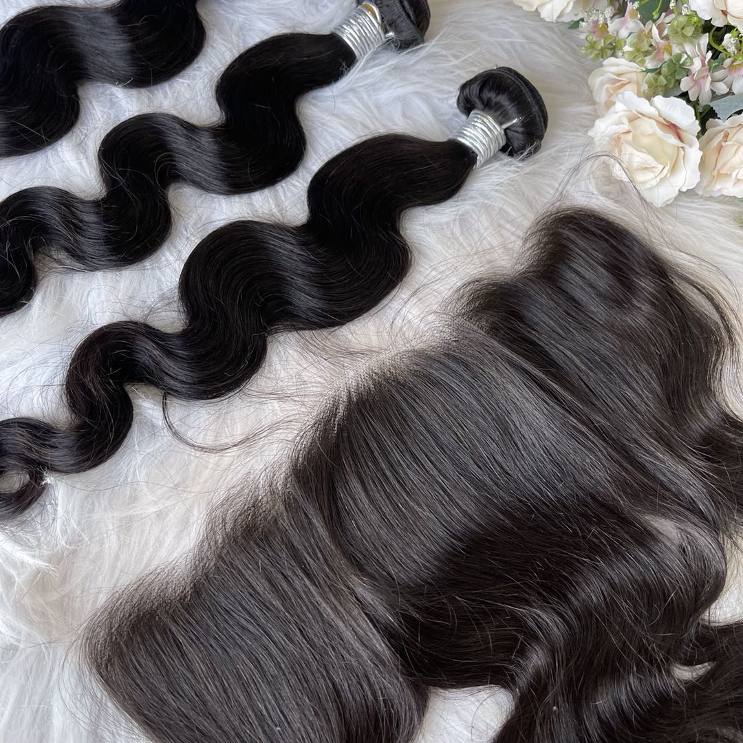 Mindy luxury hair 10A Virgin Hair Body wave Bundles with 13x4 HD Frontal