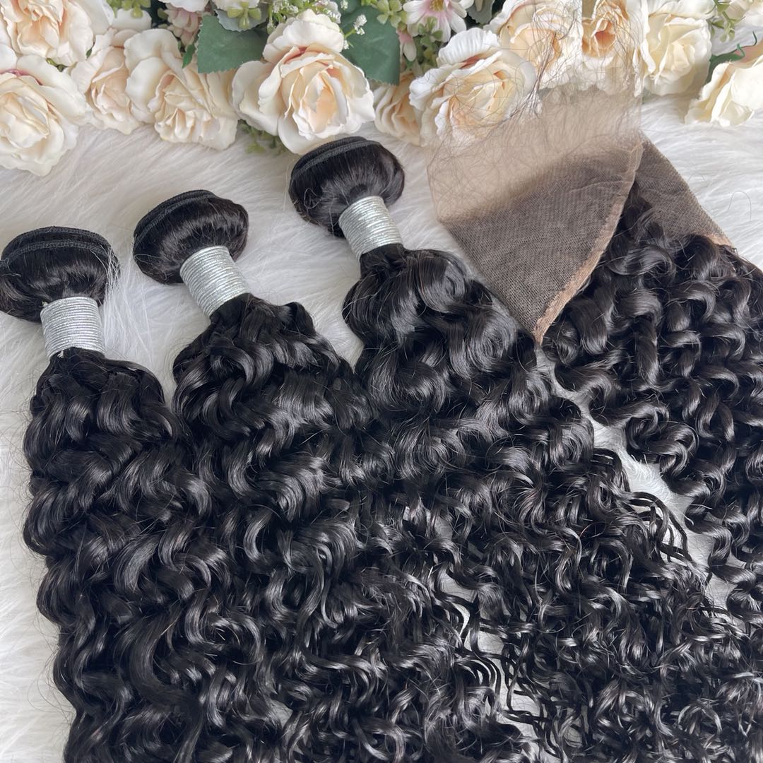 Mindy luxury hair 10A Virgin Hair Deep curl Bundles with 13x4 HD Frontal