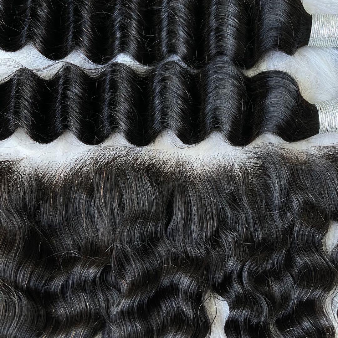 Mindy luxury hair 10A Virgin Hair Deep wave Bundles with 13x4 HD Frontal