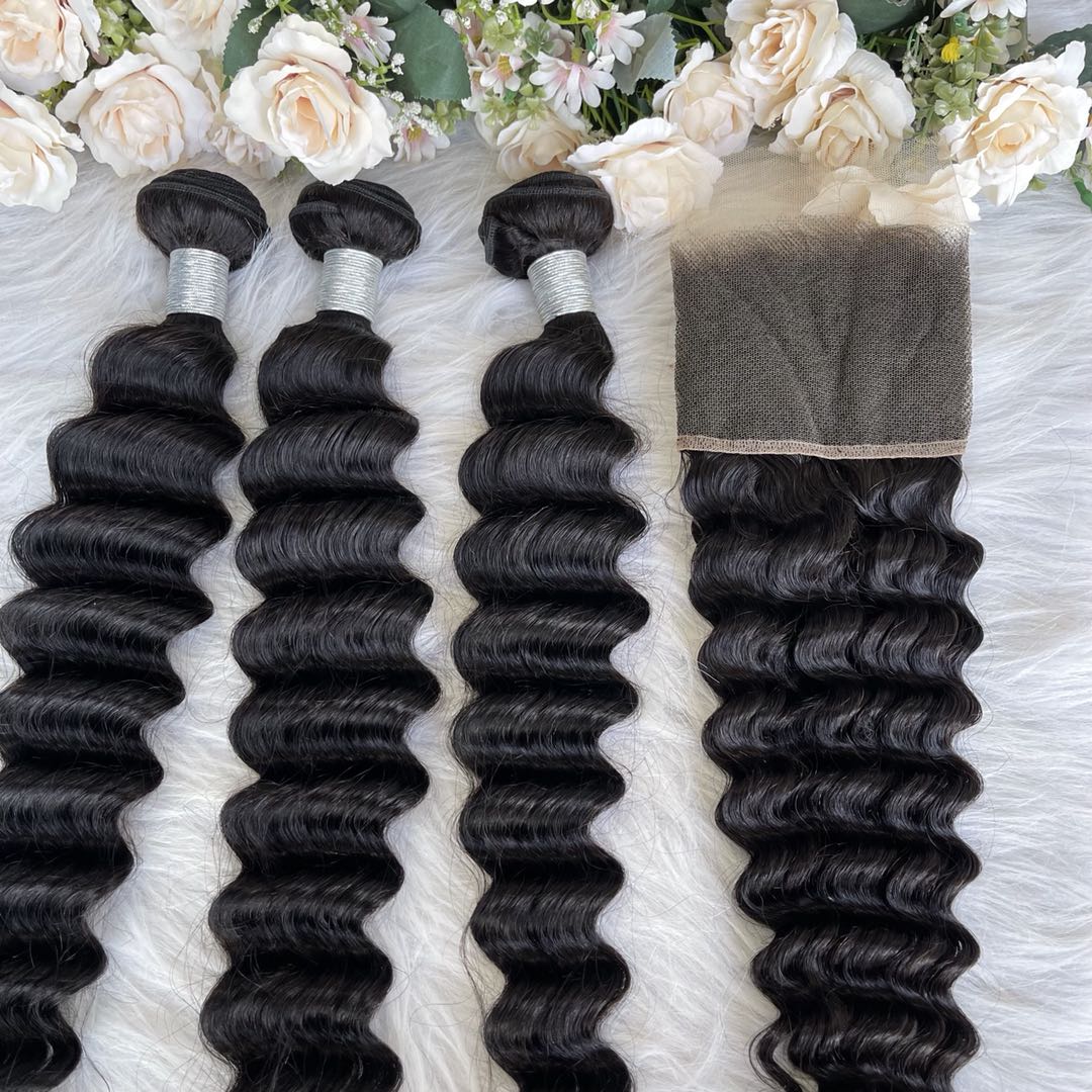 Mindy luxury hair 10A Virgin Hair Deep wave Bundles with 13x4 HD Frontal