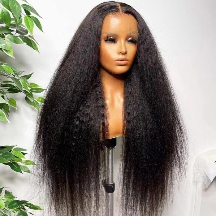 Mindy luxury hair Kinky Straight 13x4 transparent lace front wig