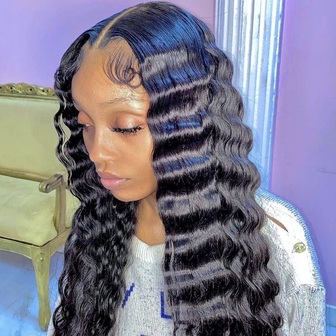 Mindy Luxury Hair Deep wave 150% density 13x4 transparent lace front wig