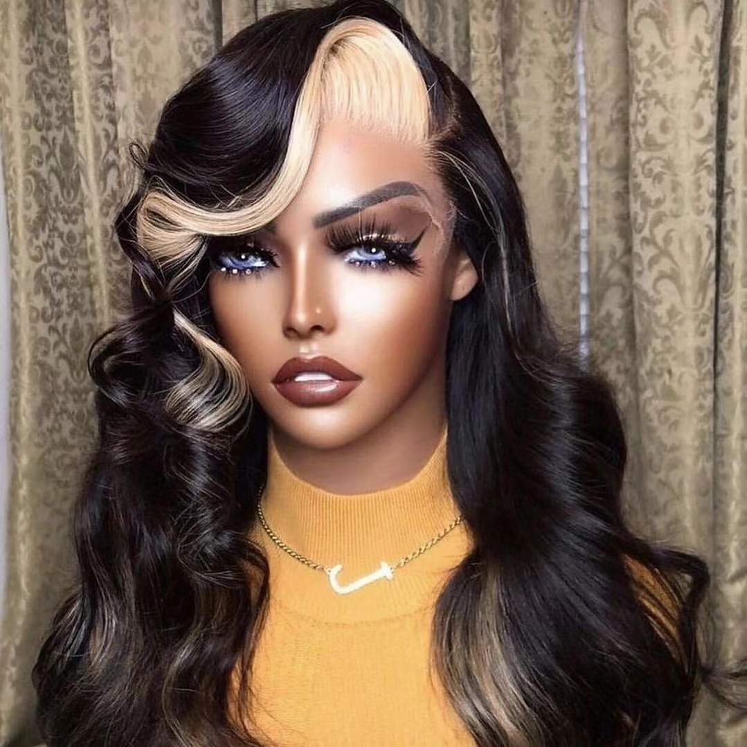 Mindy luxury hair Highlight #613/1b Body Wave 13x4 lace front wig