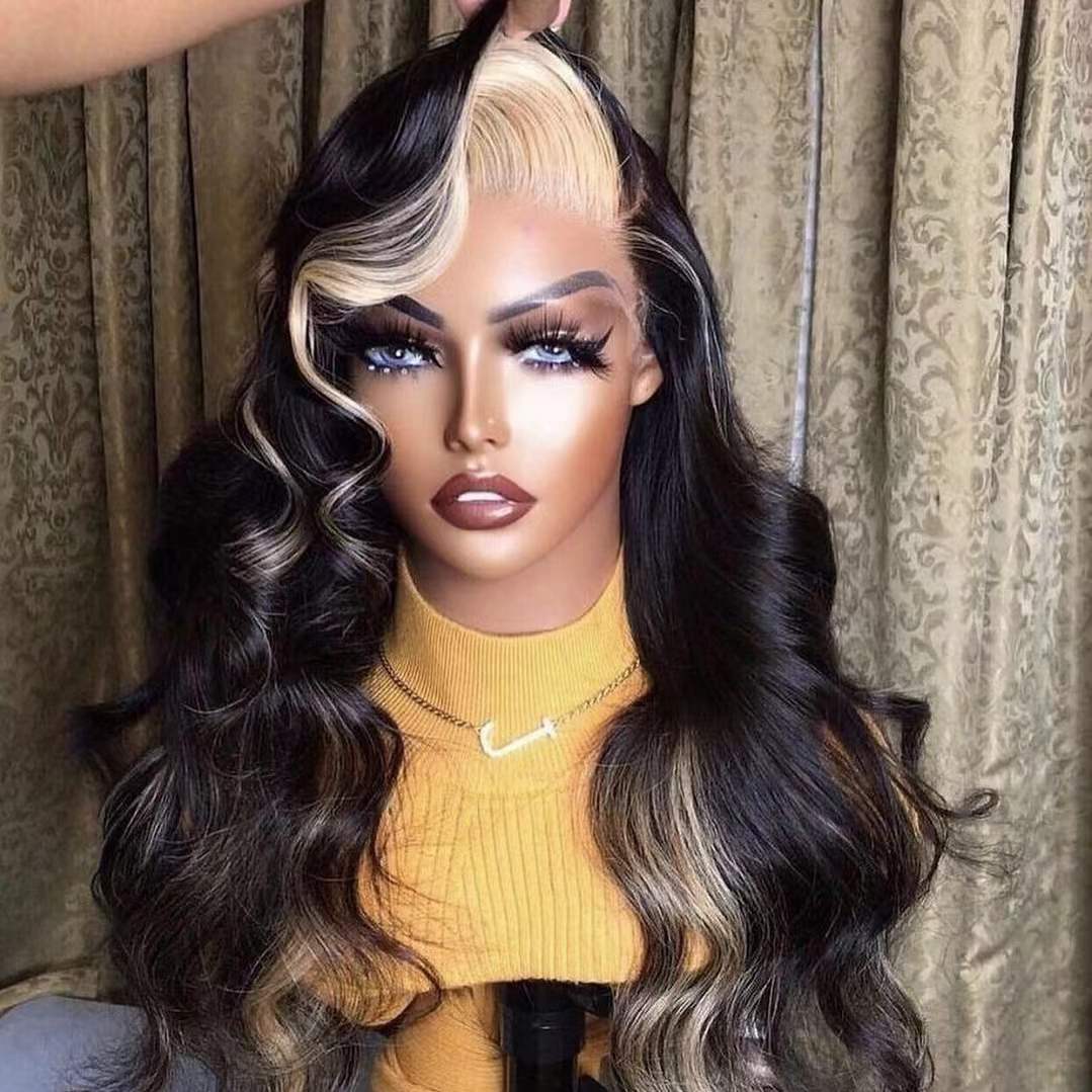 Mindy luxury hair Highlight #613/1b Body Wave 13x4 lace front wig