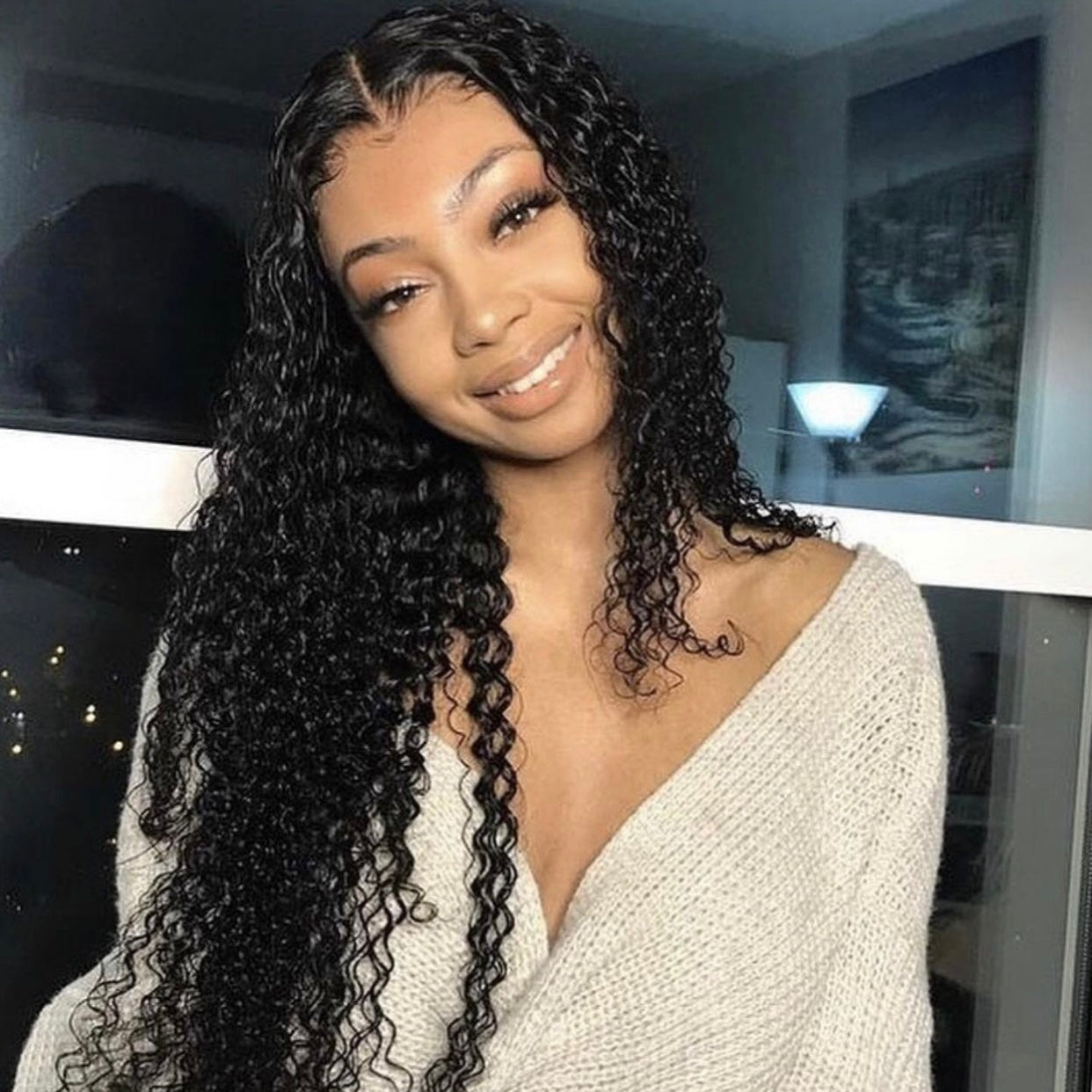 Mindy luxury hair Water Wave 13x4 transparent lace frontal wig