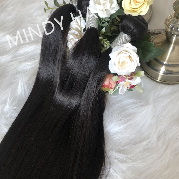 Mindy luxury hair 10A virgin Hair Straight Bundles with 4x4 Closure