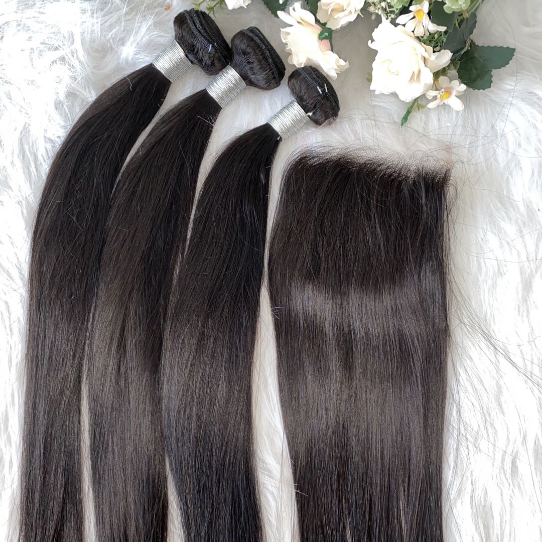 Mindy luxury hair 10A Virgin Hair Straight Bundles with 5x5 HD Closure